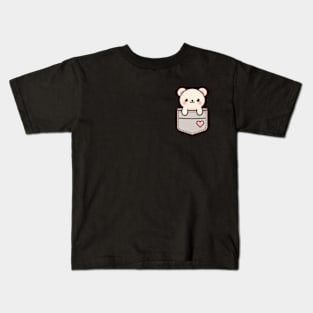 Cute Kawaii Bear In A Pocket Kids T-Shirt